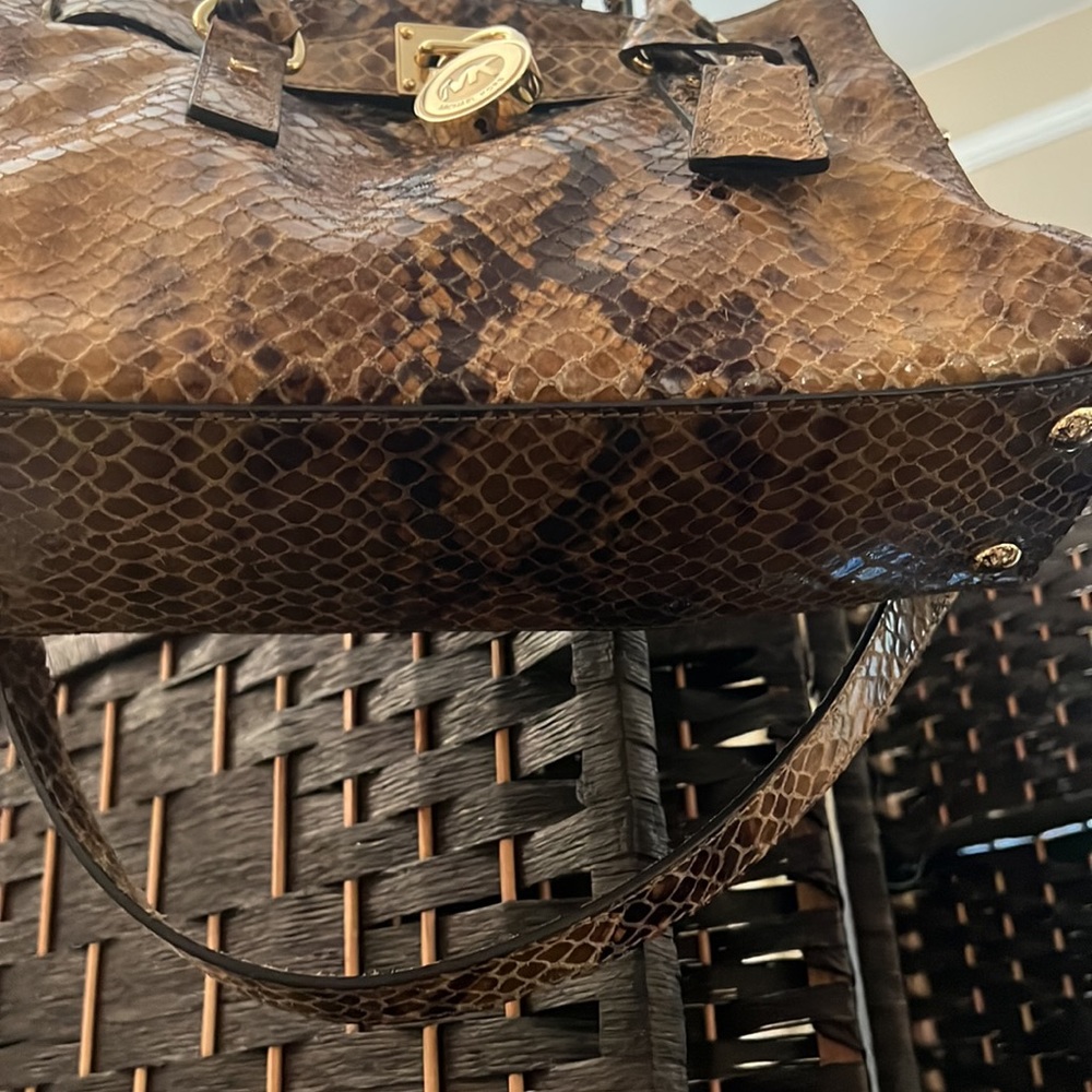Michael Kors Brown Python Skin Leather Satchel - image 4